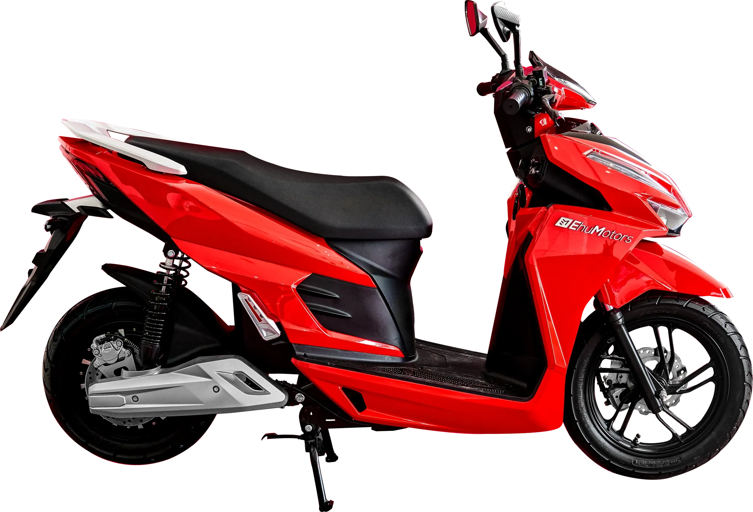 La Citadine, scooter électrique Ehu rouge, vue de profil.