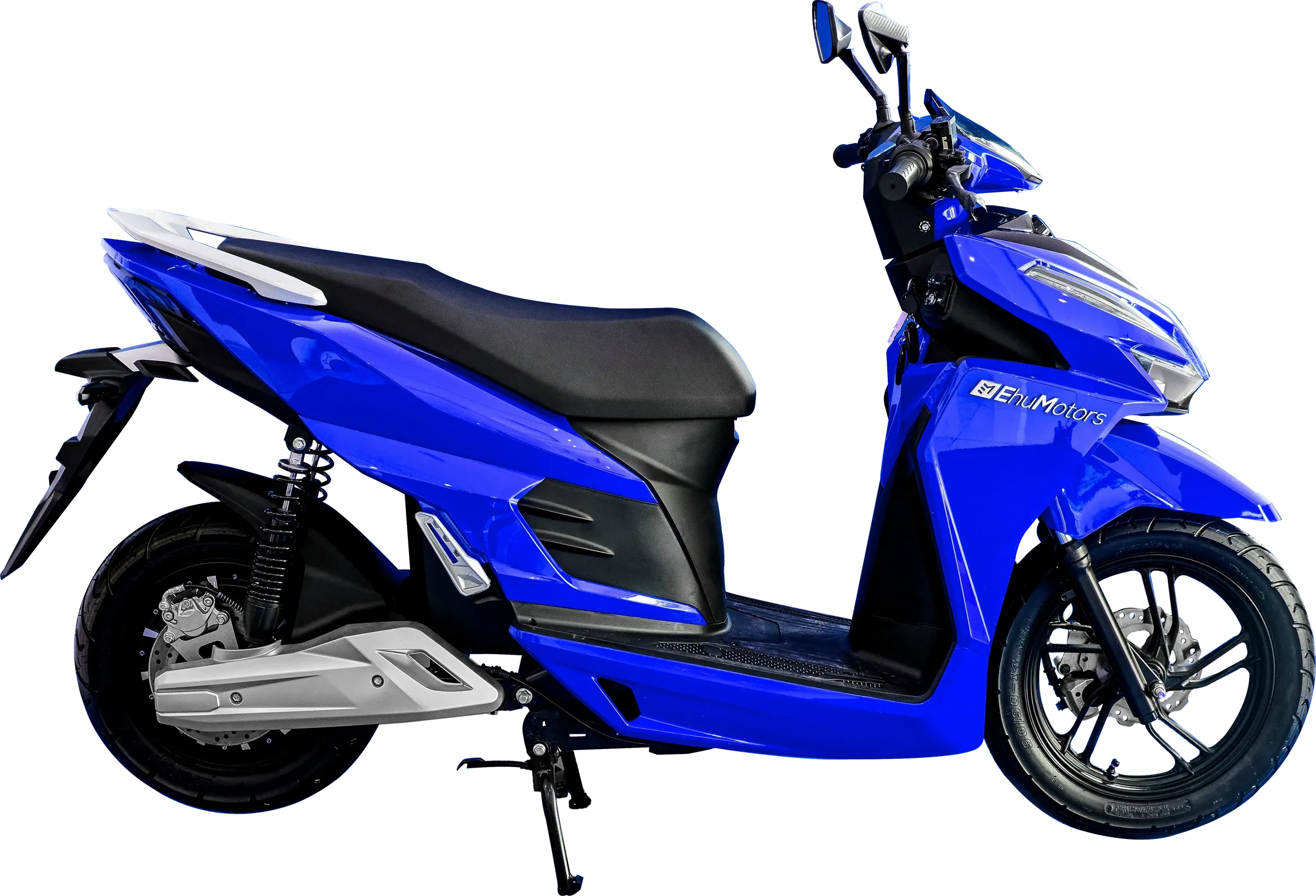 La Citadine, scooter électrique Ehu bleu, vue de profil.